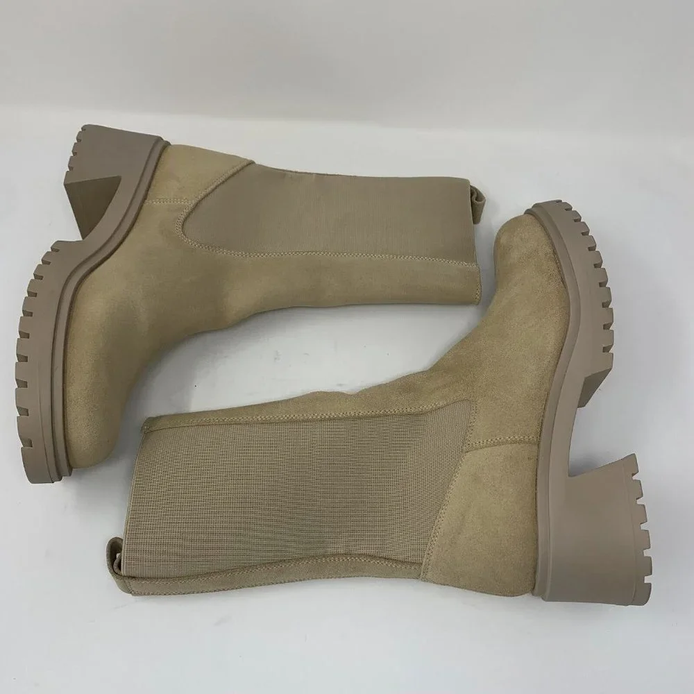 Steve Madden Hesitant HESI02S1 Chelsea Boots Women's 10 Sand Suede Pull On S0536